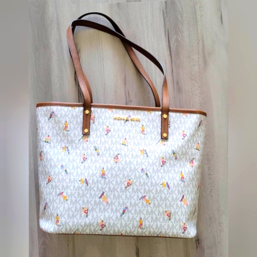Michael Kors ASPEN Limited Edition White and Brown Women's Tote Bag